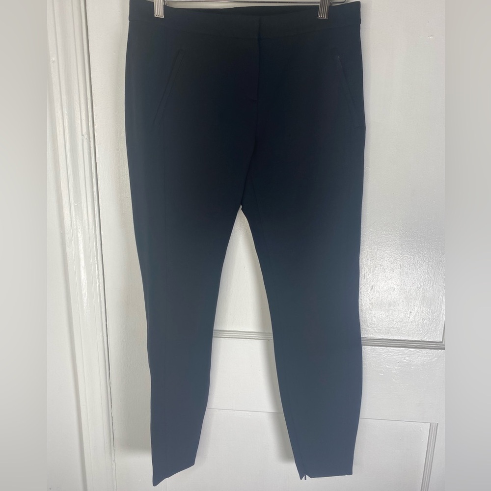 THEORY 8 Black Slim Fit Pleated Slack Trouser Pants
